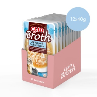 Zestaw Inaba Ciao Broth kurczak z przegrzebkami w rosole - karma uzupełniająca dla kota 12x40g