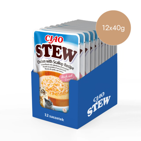 Zestaw Inaba Ciao Stew kurczak i przegrzebki- potrawka w sosie dla kota 12x40g Zestaw Inaba Ciao Stew kurczak i przegrzebki- potrawka w sosie dla kota 12x40g