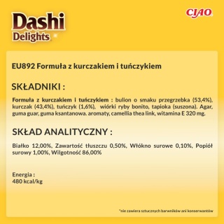 Zestaw Inaba Dashi Delights Flakes Kurczak i Tuńczyk 40 g - zupa dla kota 12x40g