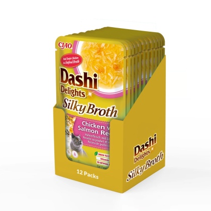 Zestaw Inaba Dashi Delights Silky Broth kurczak i łosoś - zupa dla kota 12x40g