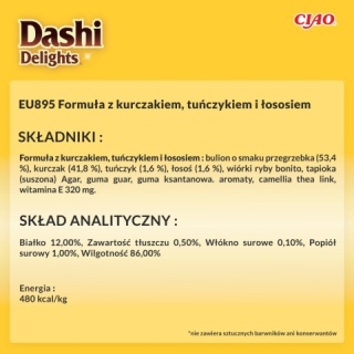 Zestaw Inaba Dashi Delights Flakes Kurczak, Tuńczyk i Łosoś 40 g - zupa dla kota 12x40g