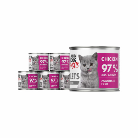 Zestaw Karma mokra dla kociąt John Dog for Cats Filety Kurczak Monoproteinowy 6x140g Zestaw Karma mokra dla kociąt John Dog for Cats Filety Kurczak Monoproteinowy 6x140g