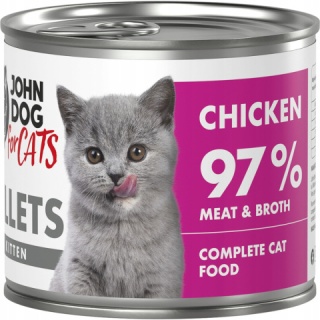 Zestaw Karma mokra dla kociąt John Dog for Cats Filety Kurczak Monoproteinowy 6x140g