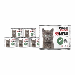 Zestaw Karma mokra MENU dla kociąt 99 John Dog for Cats 6x200g Królik