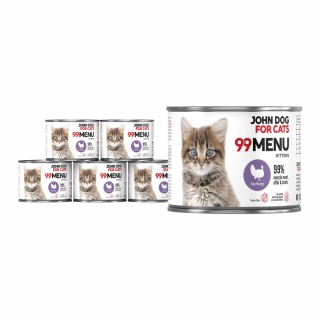 Zestaw Karma mokra MENU dla kociąt 99 John Dog for Cats 6x200g Indyk