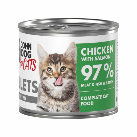 Zestaw Karma mokra dla kociąt John Dog for Cats Filety Kurczak z łososiem 6x140g Zestaw Karma mokra dla kociąt John Dog for Cats Filety Kurczak z łososiem 6x140g